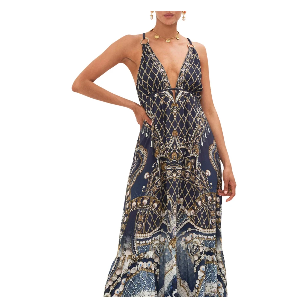 Camilla Elegant Tiered Dress with Hardware Multicolor Dames