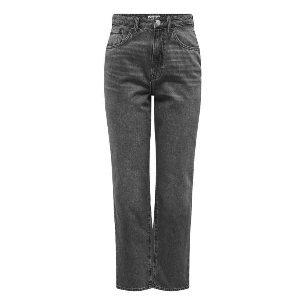 Only Women's Gray Straight Jeans,, Grey Cotton Jeans Zip Fastening W30 L32