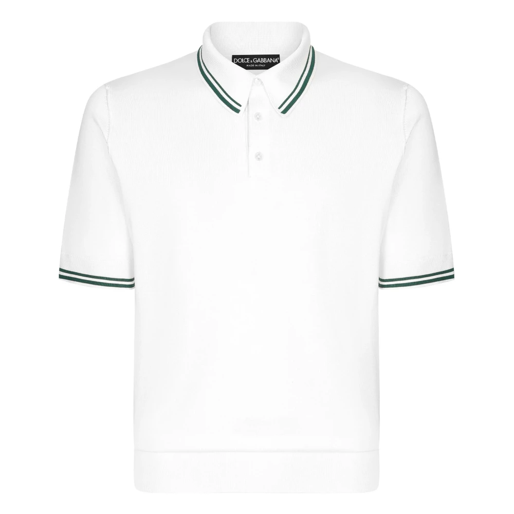 Dolce & Gabbana Silke Polo Skjorta Vit Korta ärmar White, Herr