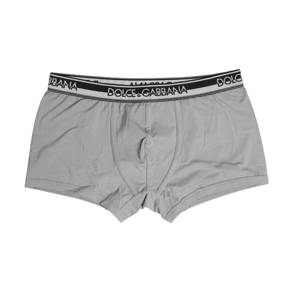 Dolce & Gabbana Men's Gray Cotton Boxer Underwear With Elastic Waistband