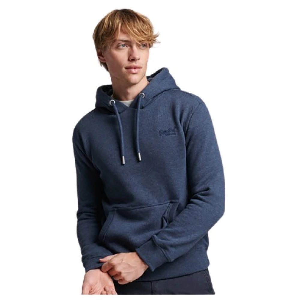 Superdry Minimalistische hoodie met geborduurd logo Blue Heren