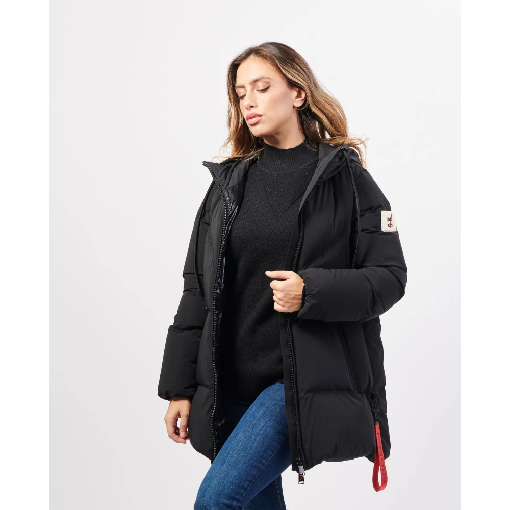 Afterlabel Zwarte Stretch Nylon Pufferjas Black Dames