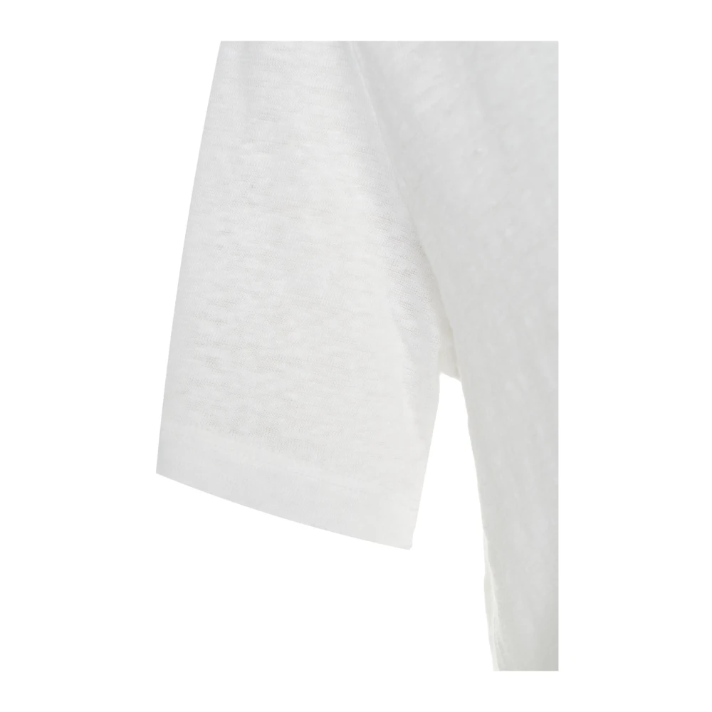 majestic filatures Witte V-hals T-shirt Ss25 White Dames