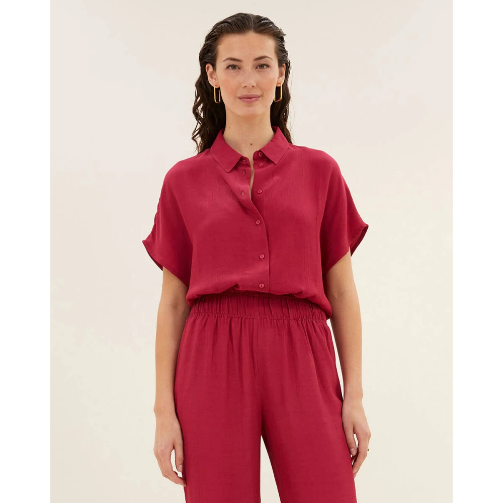 By-Bar Karly Viscose Blouse korte mouw Pink Dames