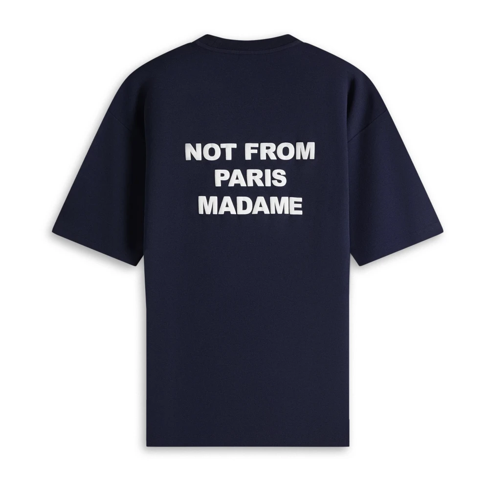Drole de Monsieur Marine Slogan T-shirt Klassiek Ronde Hals Blue Heren