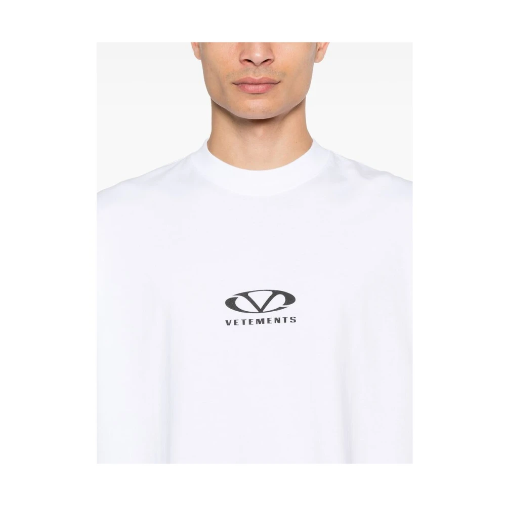 Vetements Wit Logo Print Crew Neck T-shirt White Heren