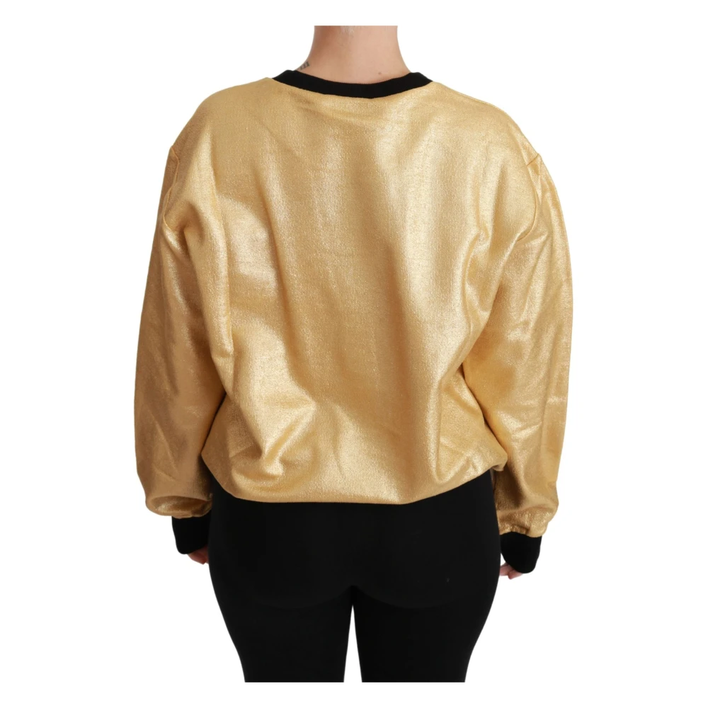 Dolce & Gabbana Gouden katoenen trui met ronde hals Yellow Dames