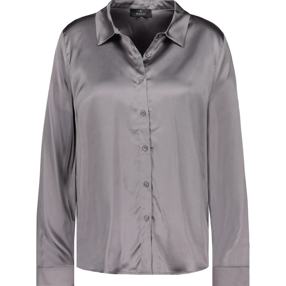 Monari Soepelvallende Satijnen Blouse Gray Dames