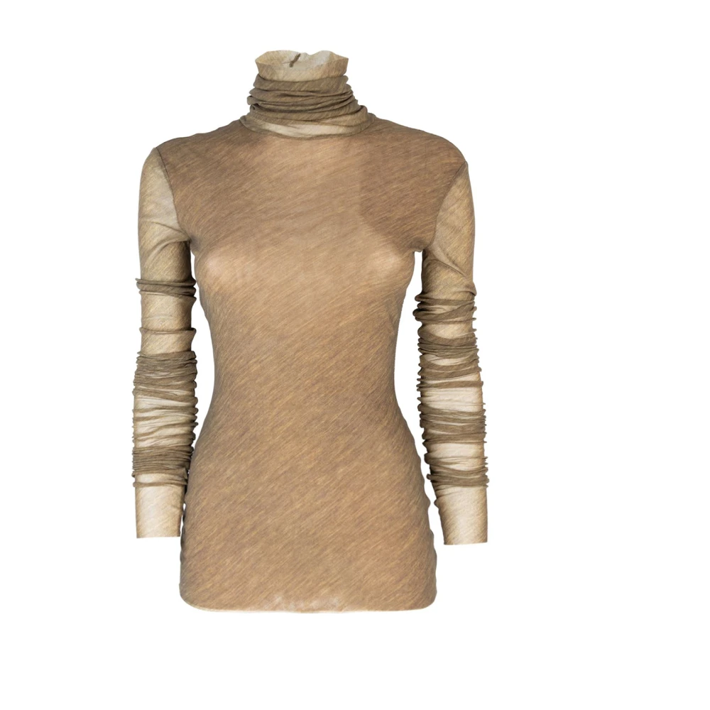 Philosophy di Lorenzo Serafini Bruine Top met Transparante Stof Brown Dames