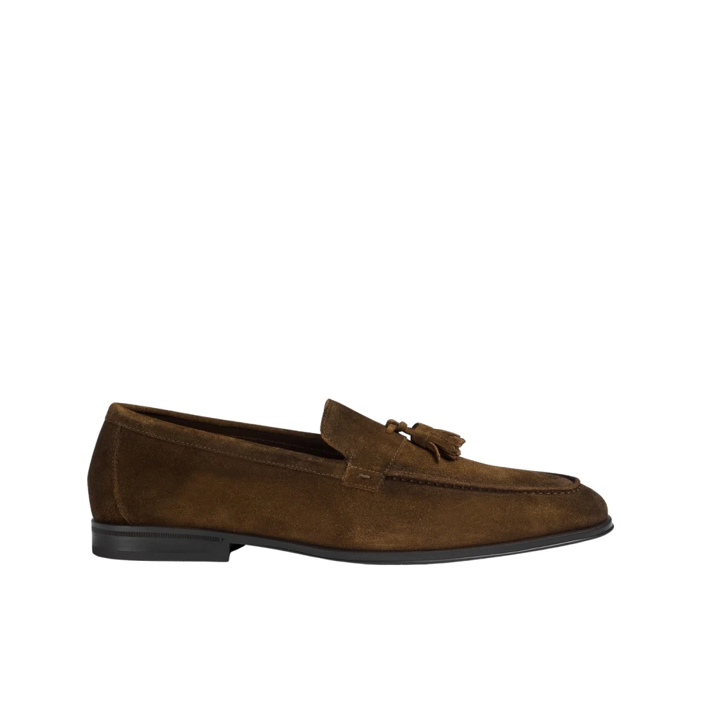 Doucal's Men's Brown Loafers, 7 Uk, Tassel-Detail Suede Loafers