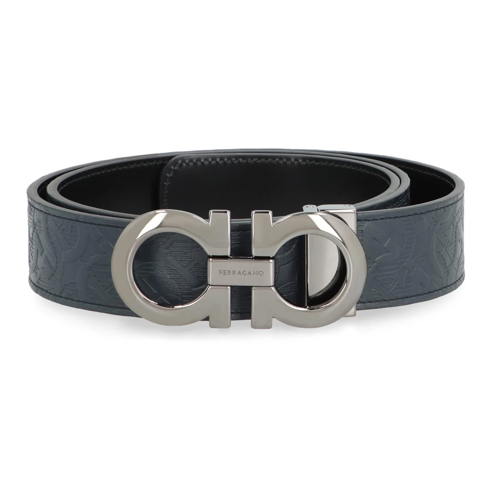 Ferragamo Men's Blue Belts, 105 Cm, Reversible Gancini Belt