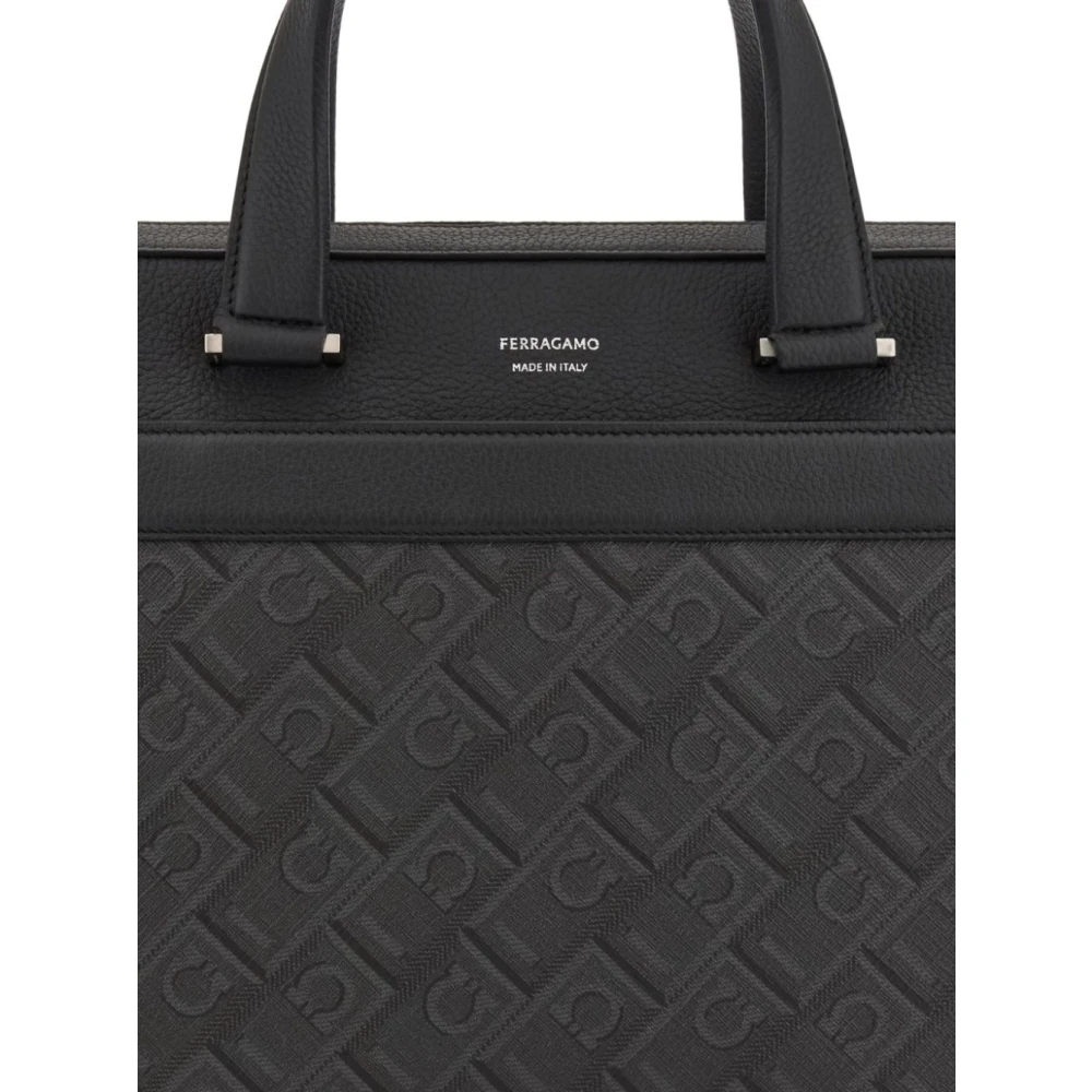 Salvatore Ferragamo Monogram Business Tas Zwart Black Heren
