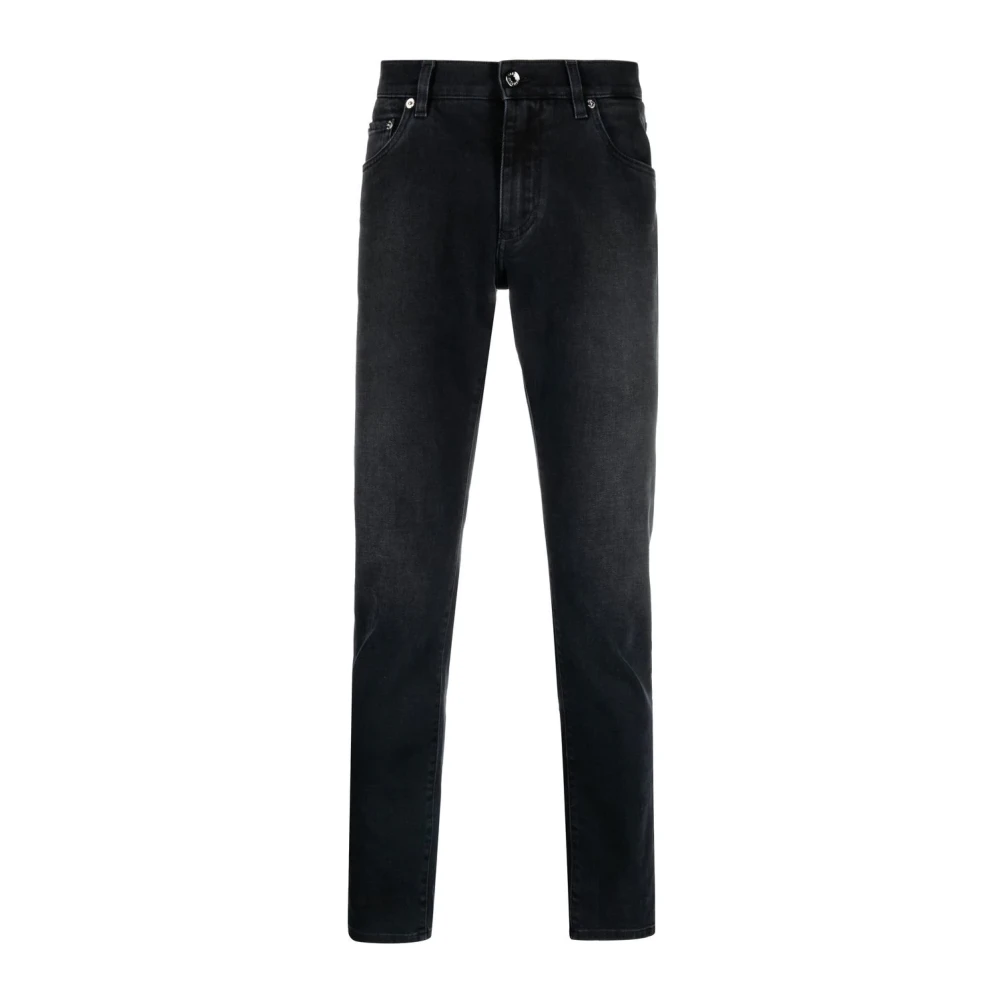 Dolce & Gabbana Slim-Fit Jeans met Medium Taille Black Heren