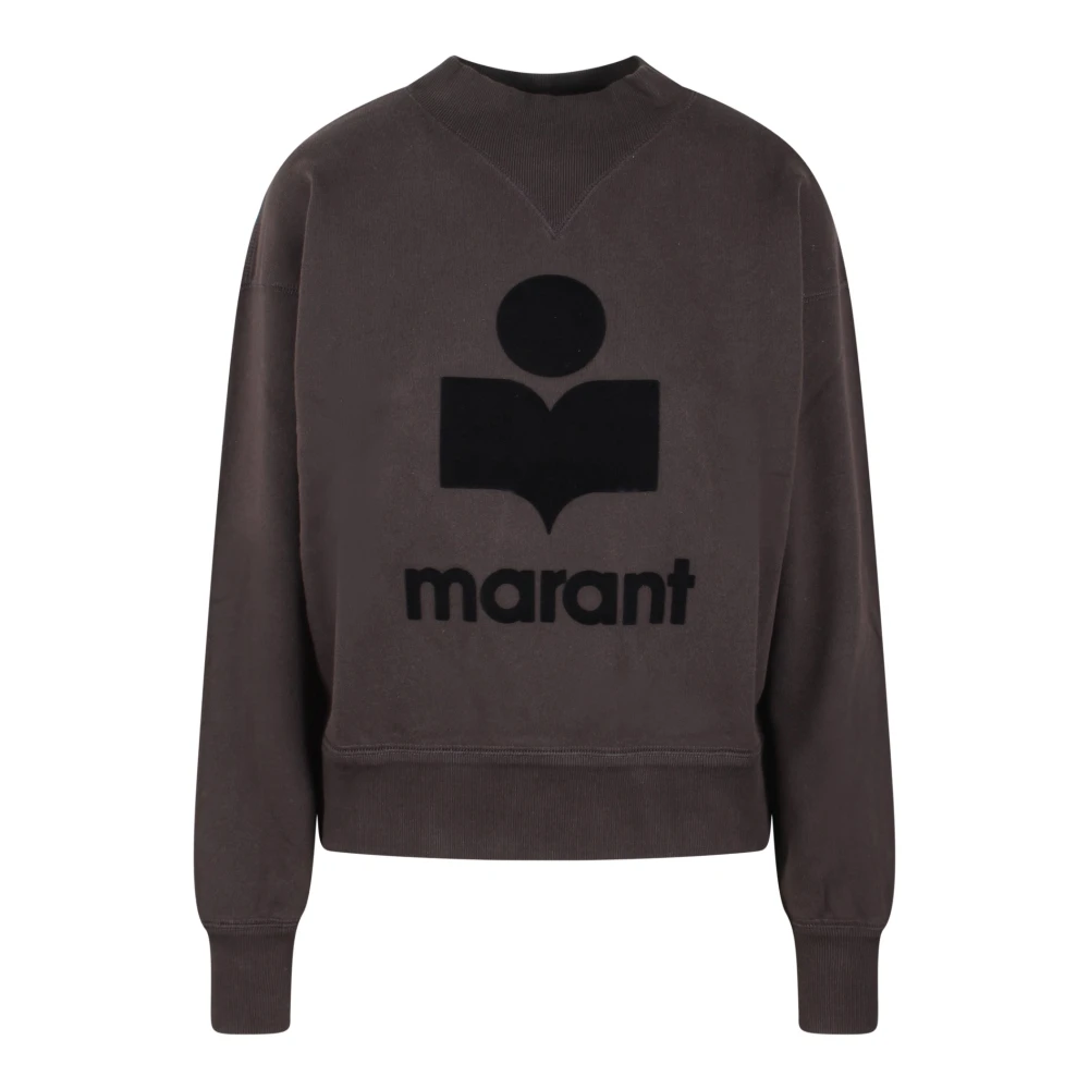 Isabel Marant Étoile Logo Bomulls Sweatshirt Fw24 Oversized Polo Black, Dam