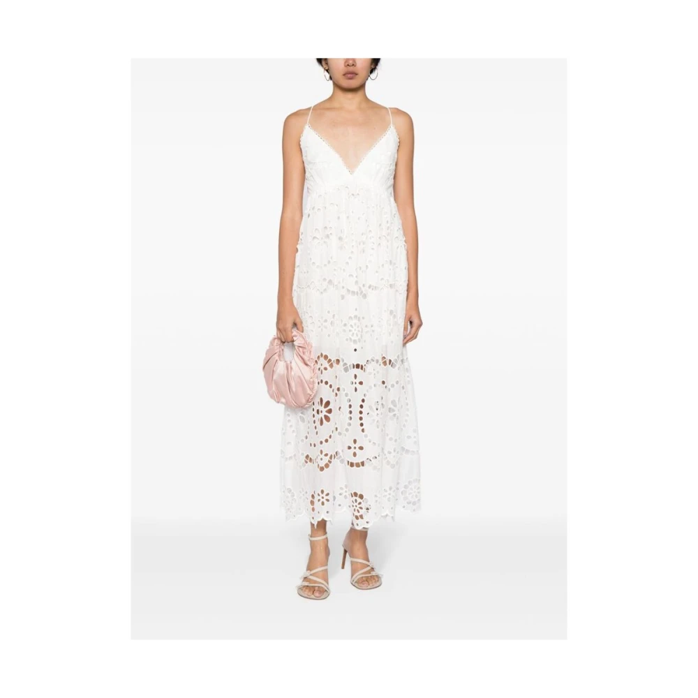 Zimmermann Witte Katoenen Geborduurde V-hals Jurk White Dames