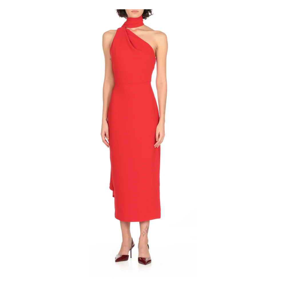 Solace London Rode Jurk met Schuine Halslijn Red Dames