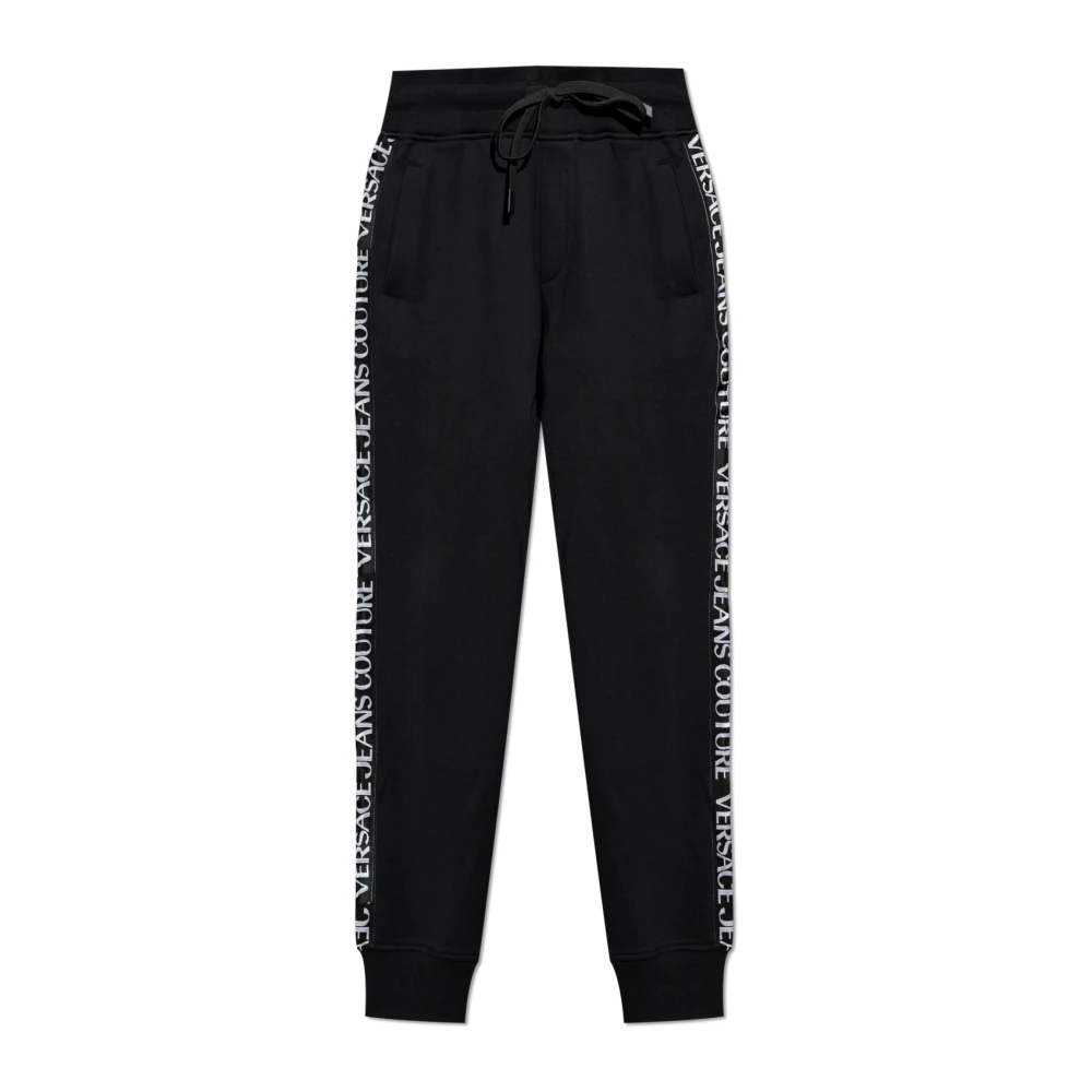 Versace Jeans Couture Sweatpants met logo zijstrepen Black Heren