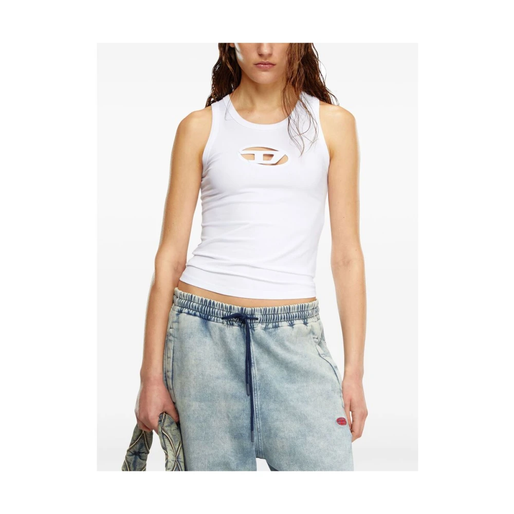 Diesel Witte Mouwloze Katoenen Top White Dames