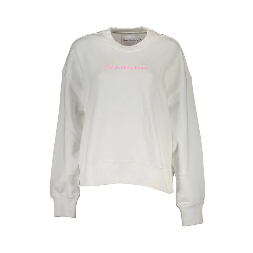 Calvin Klein Women's White Sweatshirts, Xl, Cotton Jumper