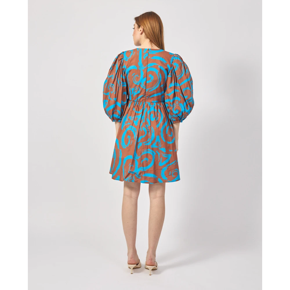 Silvian Heach Tribal Print V-Hals Jurk met Wijd Uitlopende Rok Multicolor Dames