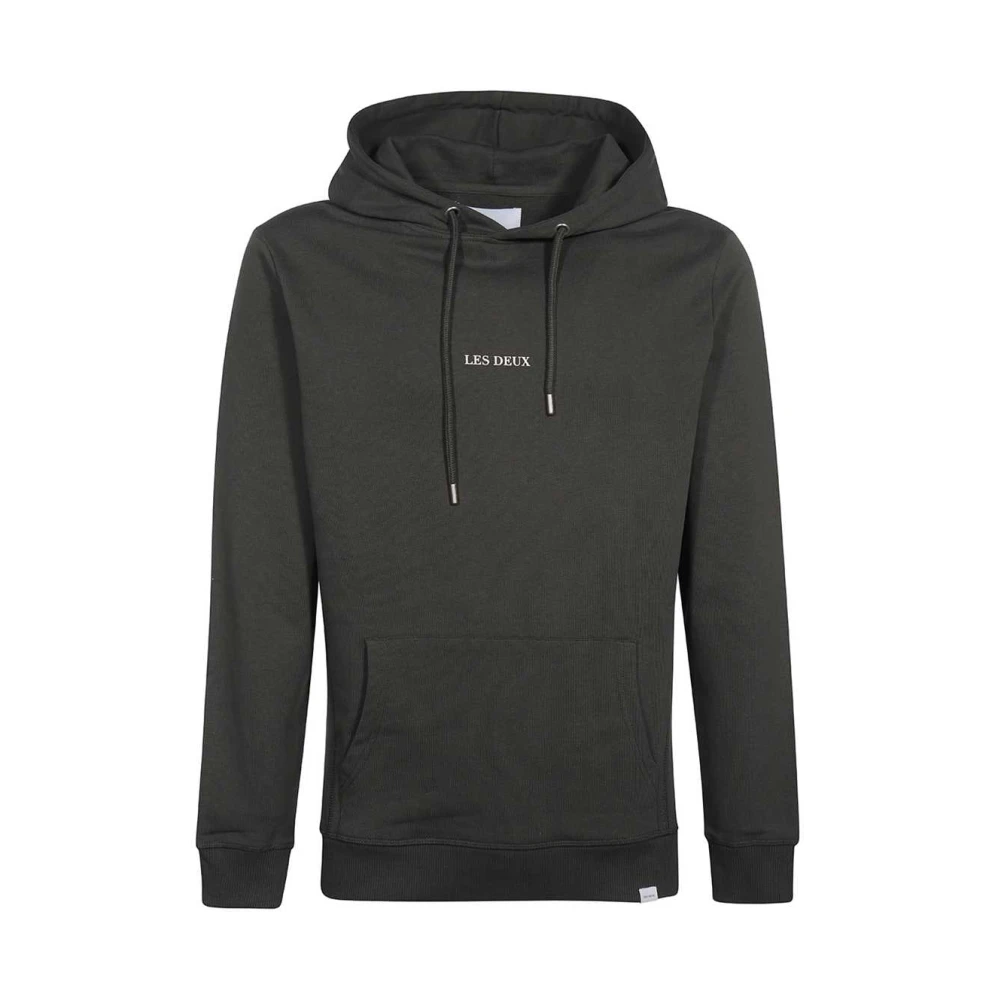 Les Deux Katoenen Hoodie met Ribboorden Gray Heren