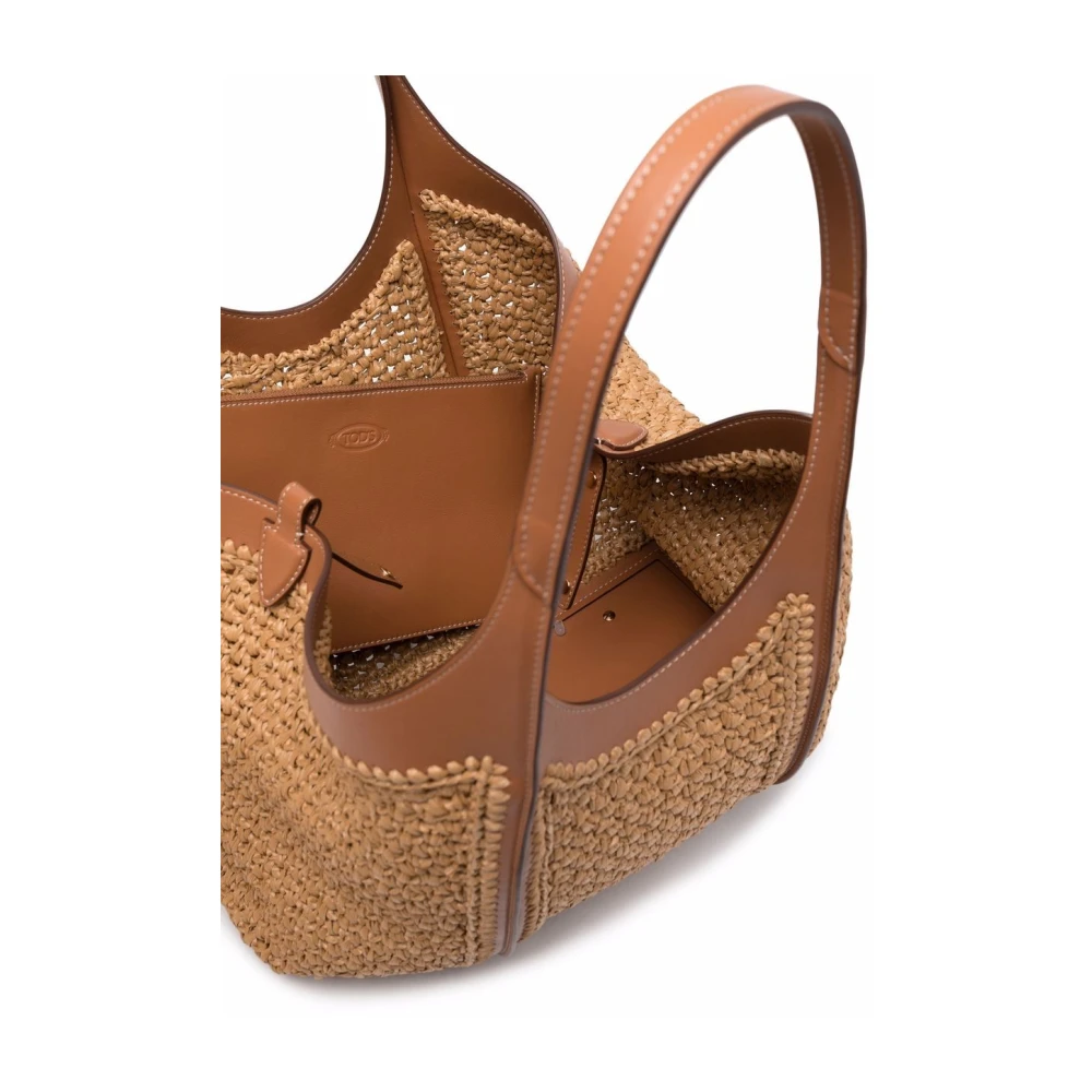 TOD'S Gehaakte Winkel Tassen Hanger Medium Beige Dames