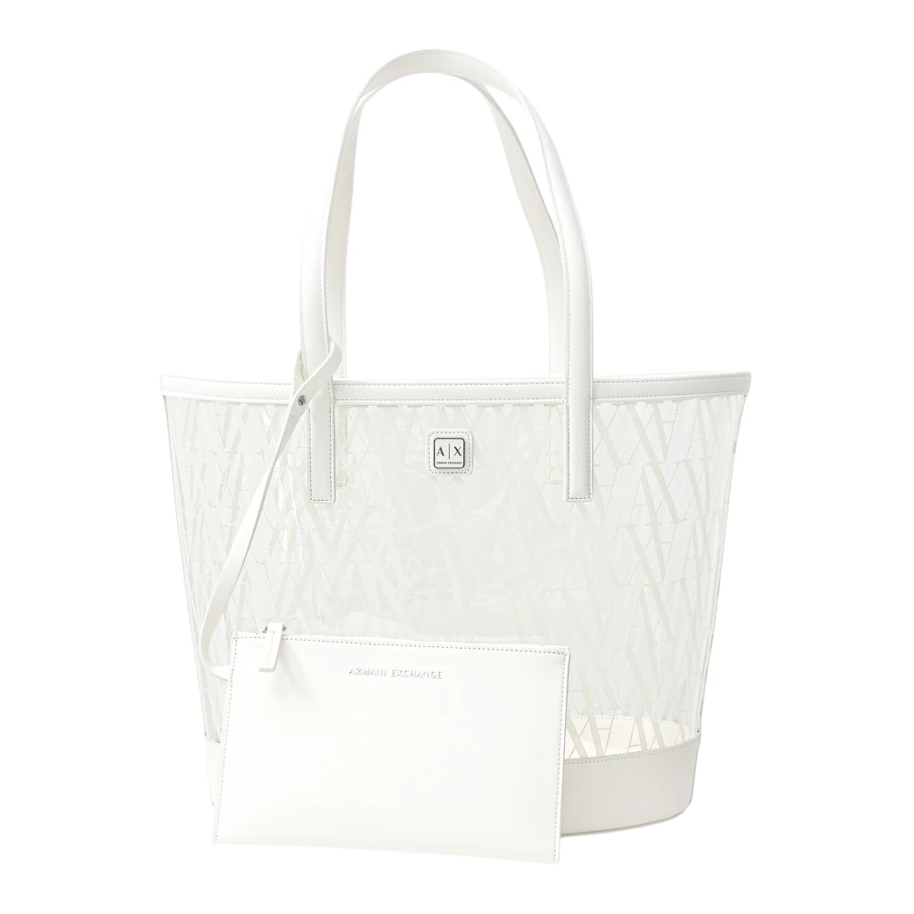 Armani Exchange Moderne veelzijdige shopper tas met grafisch patroon White Dames
