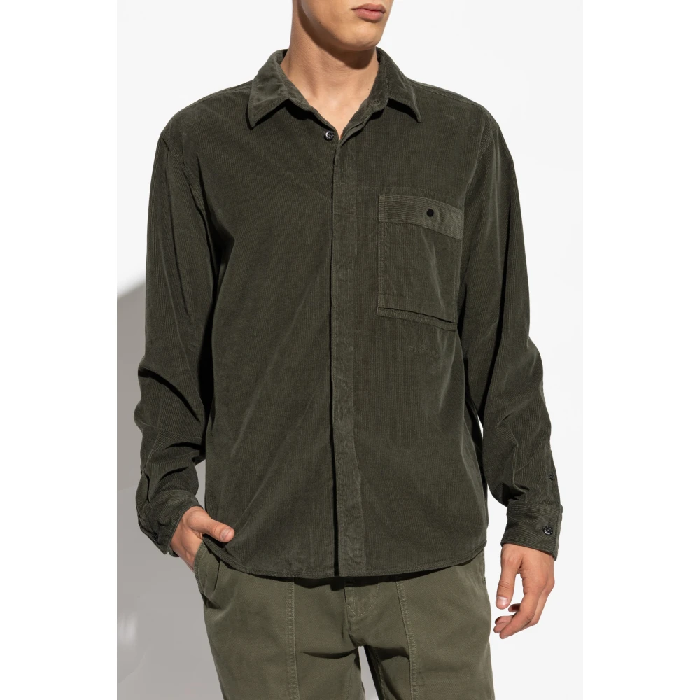Stone Island Ribfluwelen overhemd Green Heren