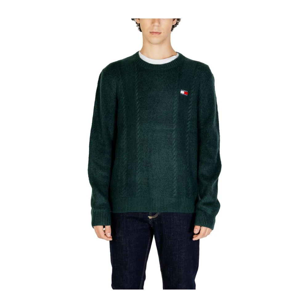 Tommy Jeans Groene Gebreide Trui Heren Herfst Winter Collectie Green Heren