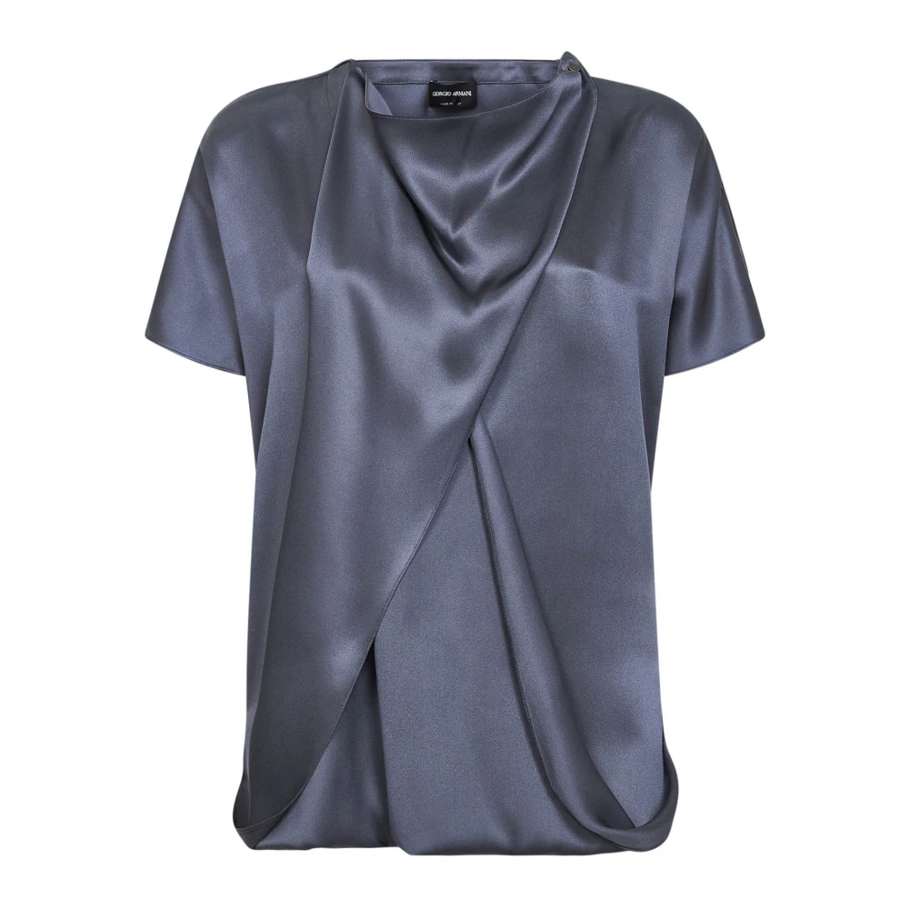 Giorgio Armani Mujer Azul - Blusa De Satén De Seda Doble - Blouses & Shirts - L