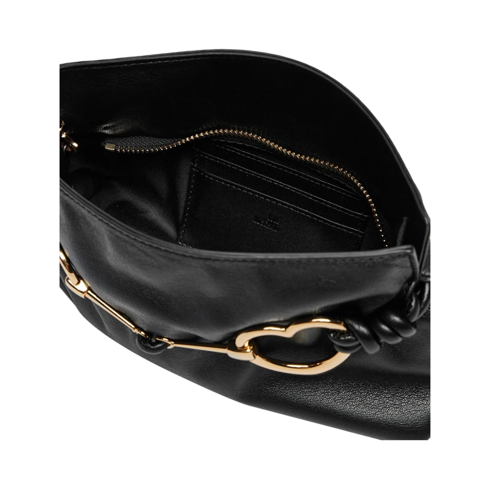 Moschino Zwarte schoudertas met gouden letter Black Dames