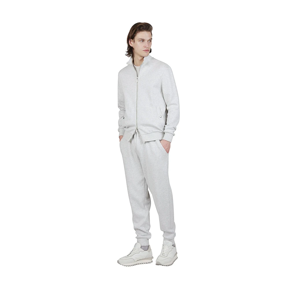 Eleventy Luxe Katoen Jersey Volledige Rits Sweater Gray Heren