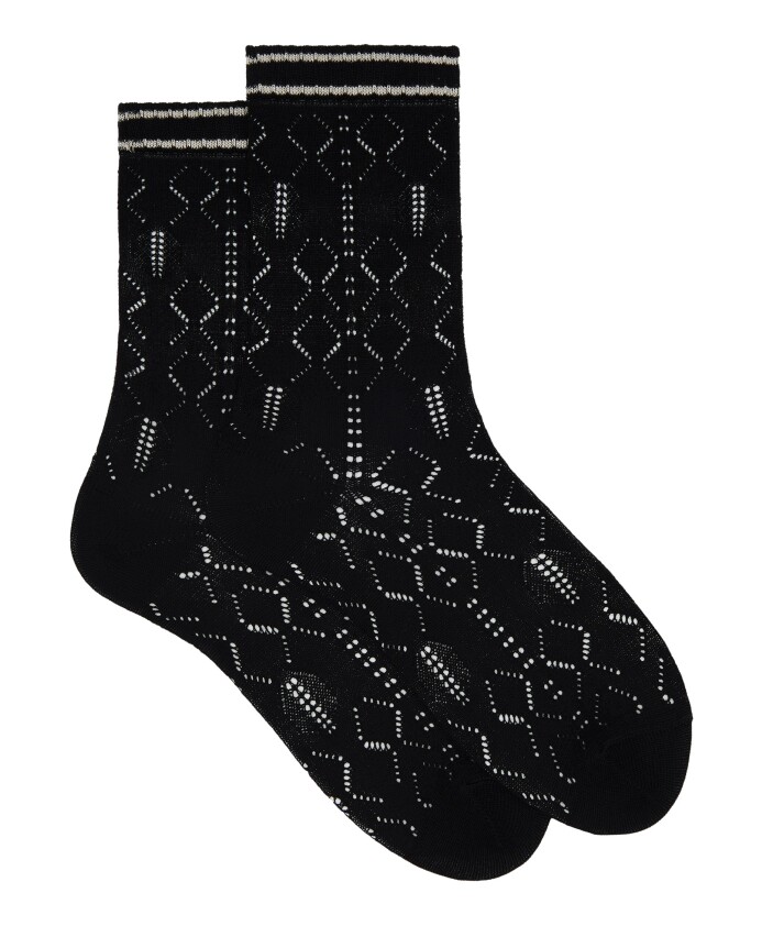 chaussettes-courtes-en-coton-noir-perfore-pour-femmes-avec-motif-argyle
