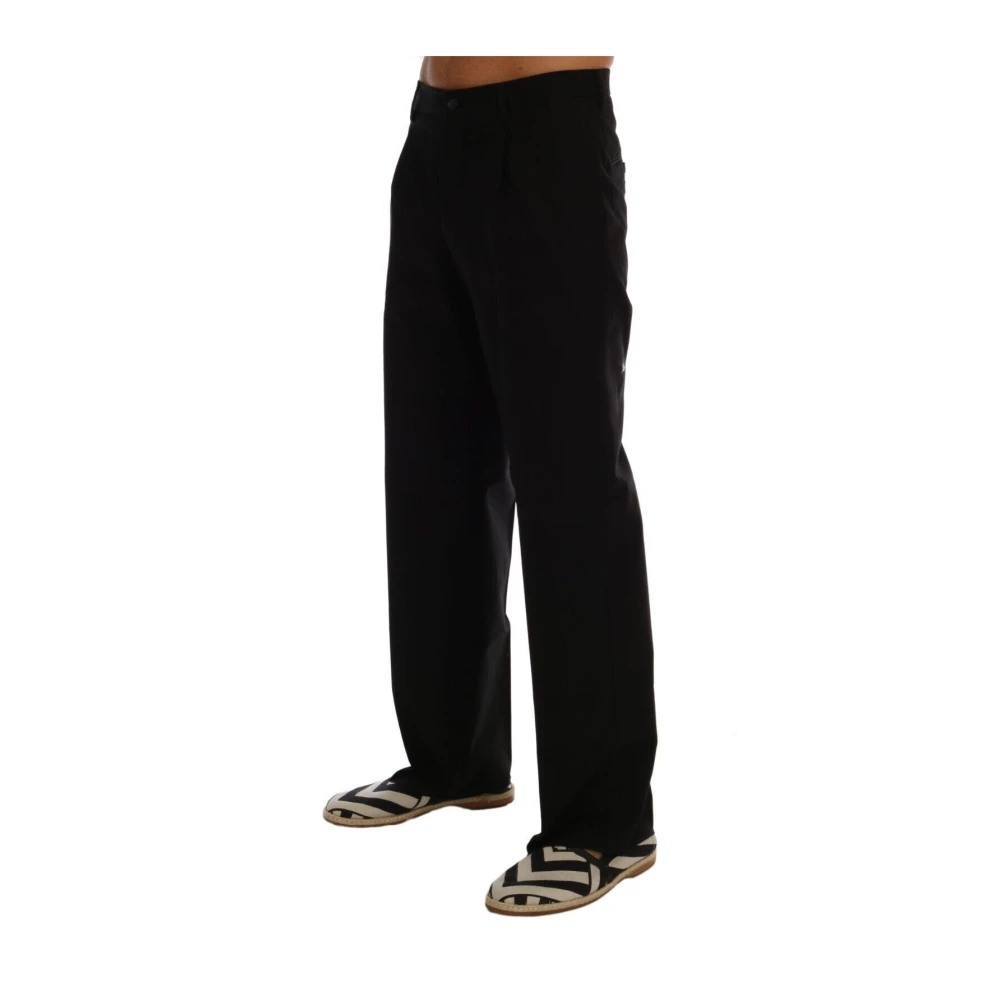 Dolce & Gabbana Elegante Zwarte Katoenen Stretch Broek Black Heren