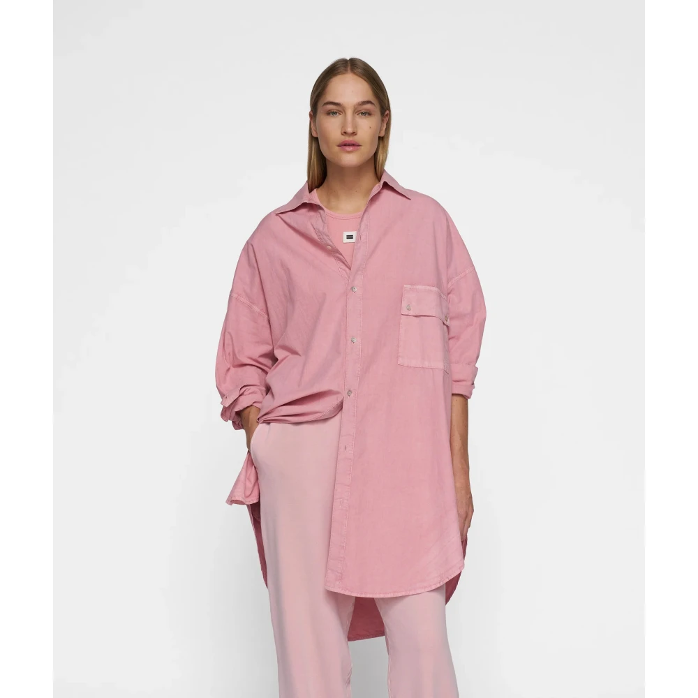 10Days Oversized Biologisch Katoenen Poplin Overhemd Pink Dames