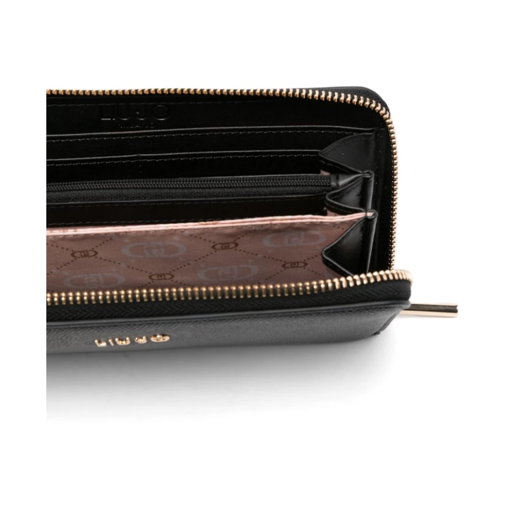 Liu Jo Zwarte Eco-Leren Portemonnee met Gouden Logo Black Dames