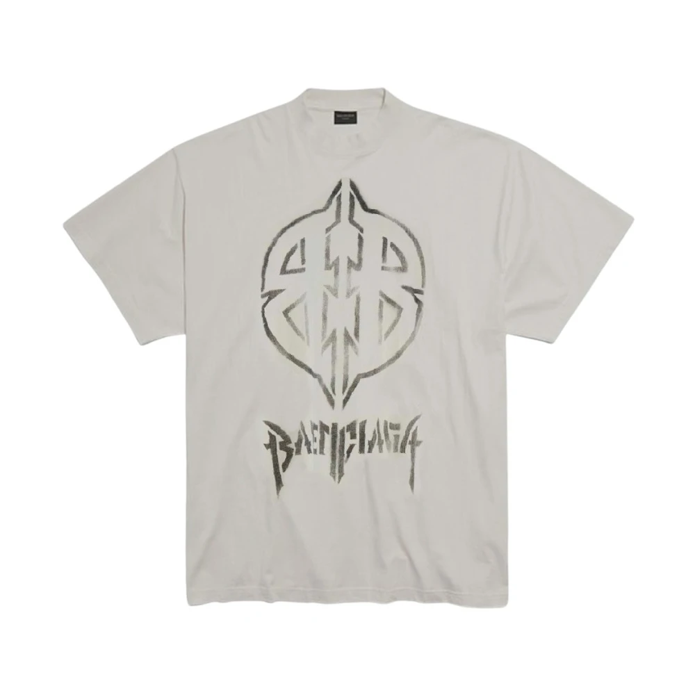 Balenciaga Katoenen Logo T-Shirt White Heren