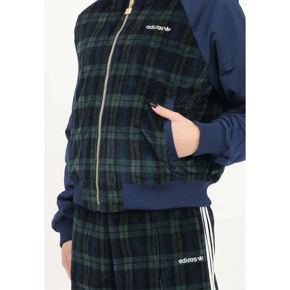 adidas Originals Tartan Bomberjack Collegiate Blauw Multicolor Dames