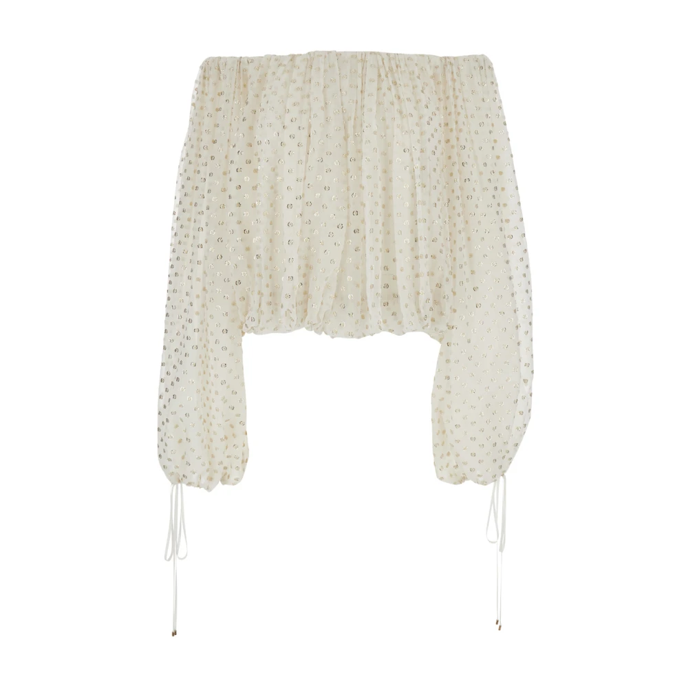 Chloé Off-shoulder Ruffle Polka Dot Top White Dames