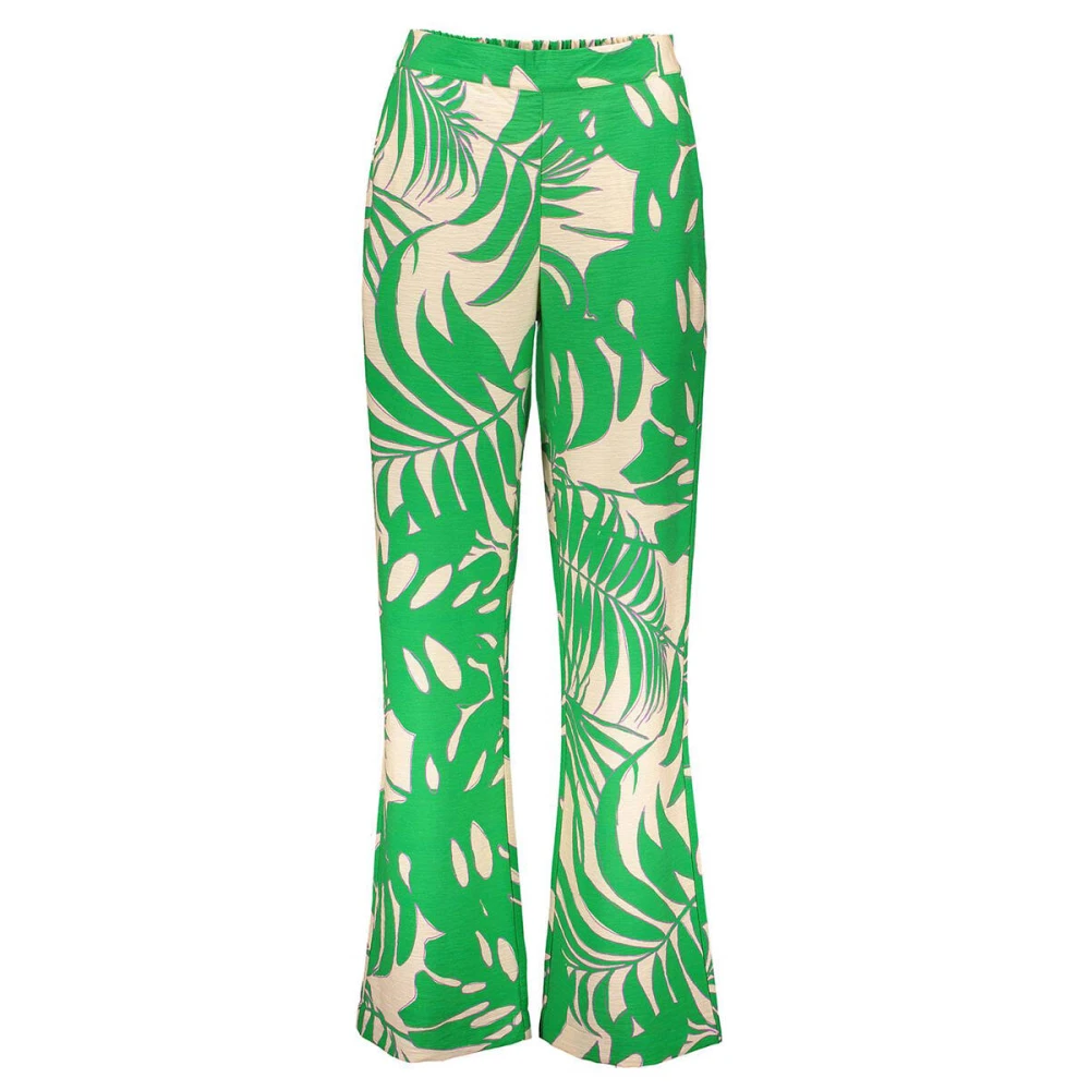 Geisha wide leg pantalon met all over print groen ecru