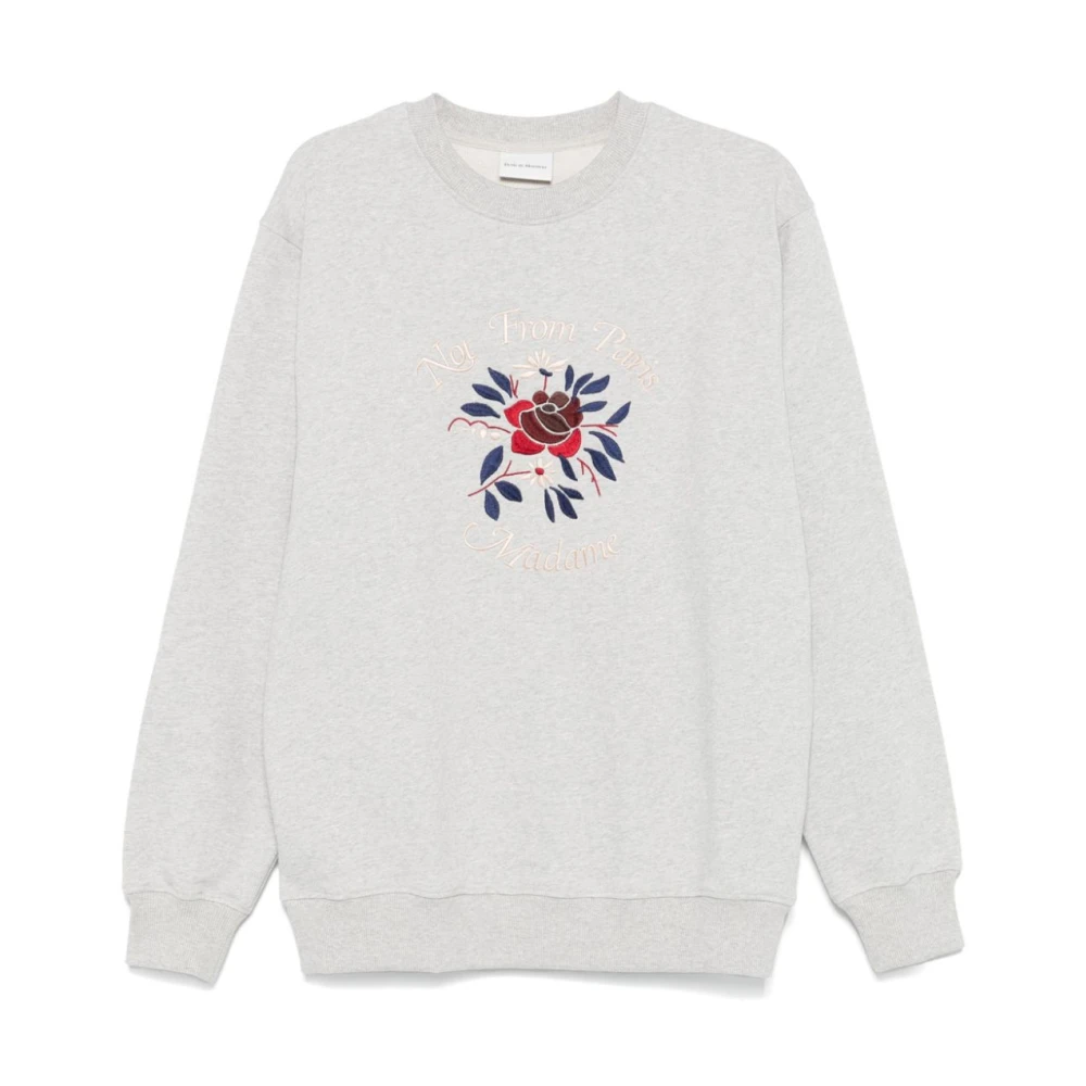 Drole de Monsieur Grijze Bloemen Geborduurde Trui Gray Heren