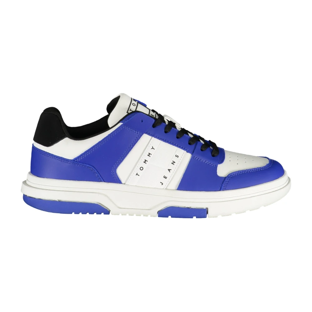 Tommy Hilfiger Men's Blue Sneakers, 10 Uk, Sporty Lace-Up Trainers With Contrast Details And Logo Print
