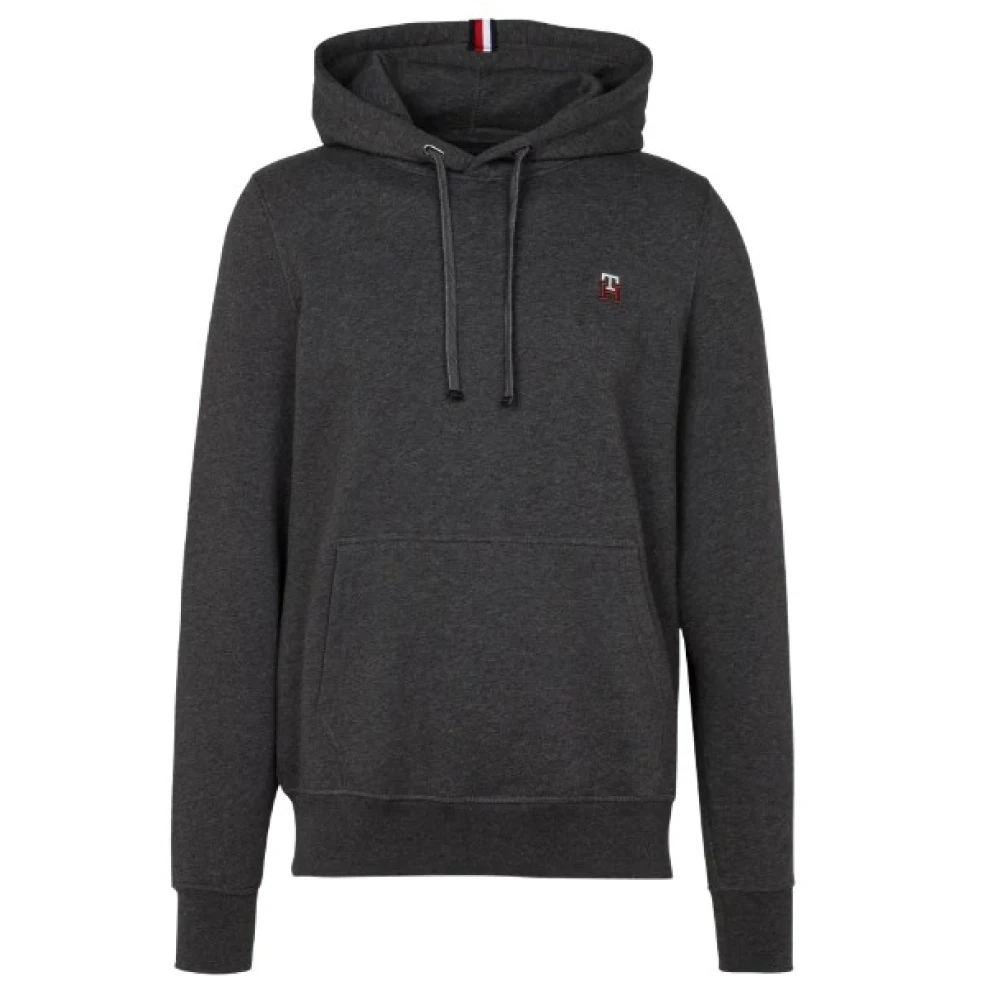 Tommy Hilfiger Donkergrijze Hoody met Geborduurde Logo's Gray Heren