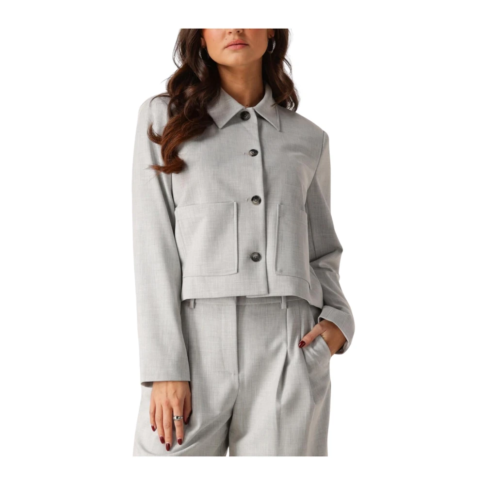 moss copenhagen Grijze Damesblazer Stijlvol Gray Dames