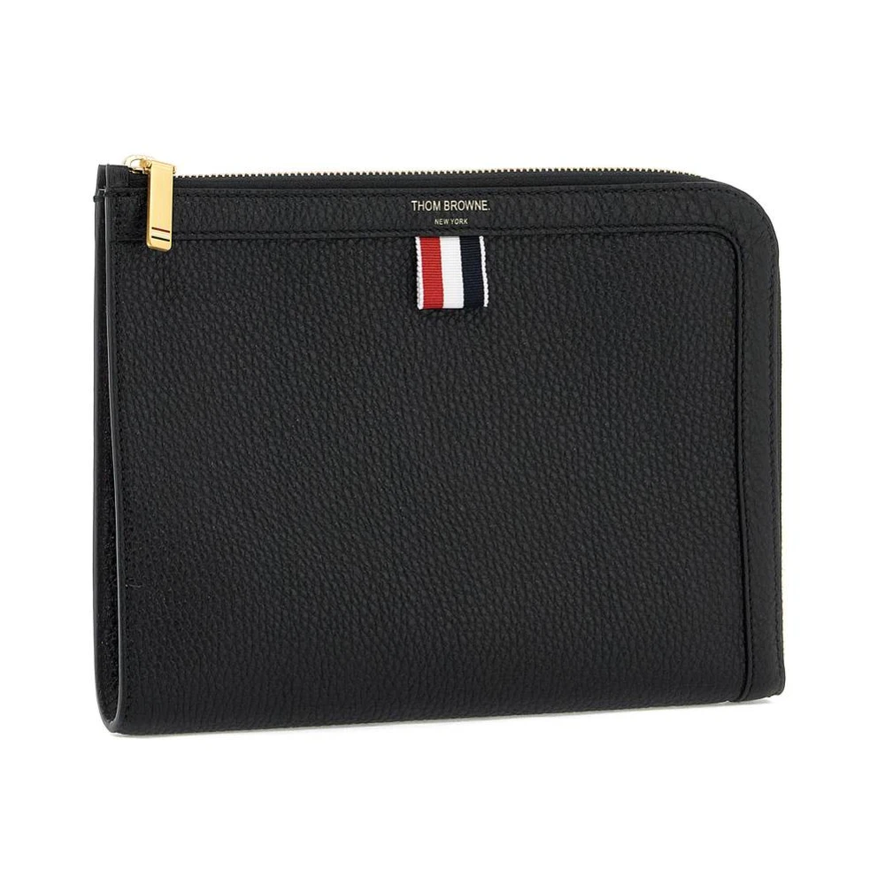 Thom Browne Leren etui met driekleurig lint Black Heren