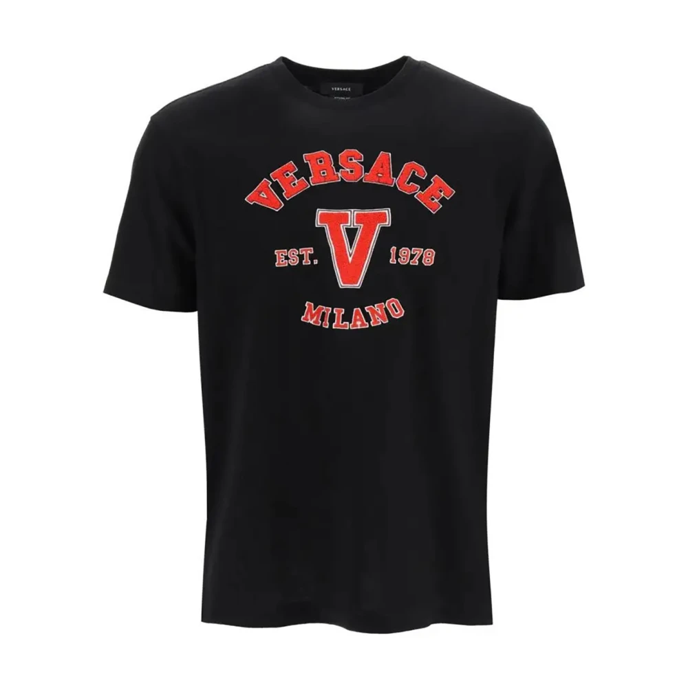 Versace Svart T-shirt - Regular Fit - Passar för alla temperaturer - 100% bomull Black, Herr