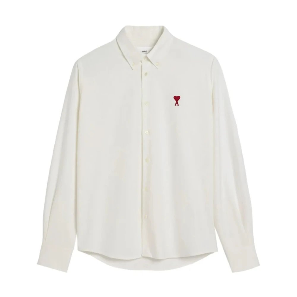 Ami Paris Katoenen Logo Shirt Klassiek Wit White Heren