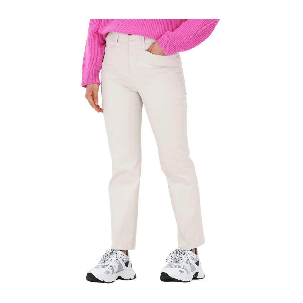 Drykorn Dames Basket Broek in Gebroken Wit White Dames