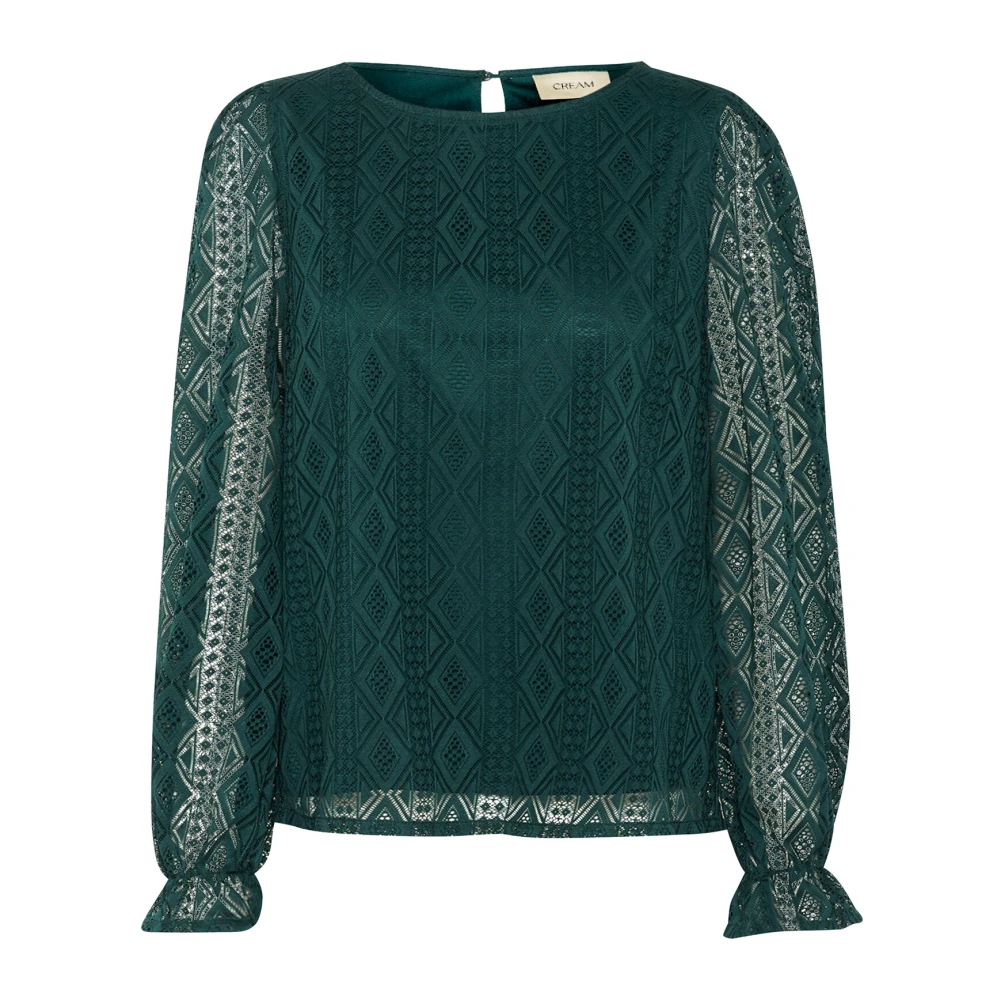 Cream Elegante Geborduurde Blouse Ponderosa Pine Green Dames