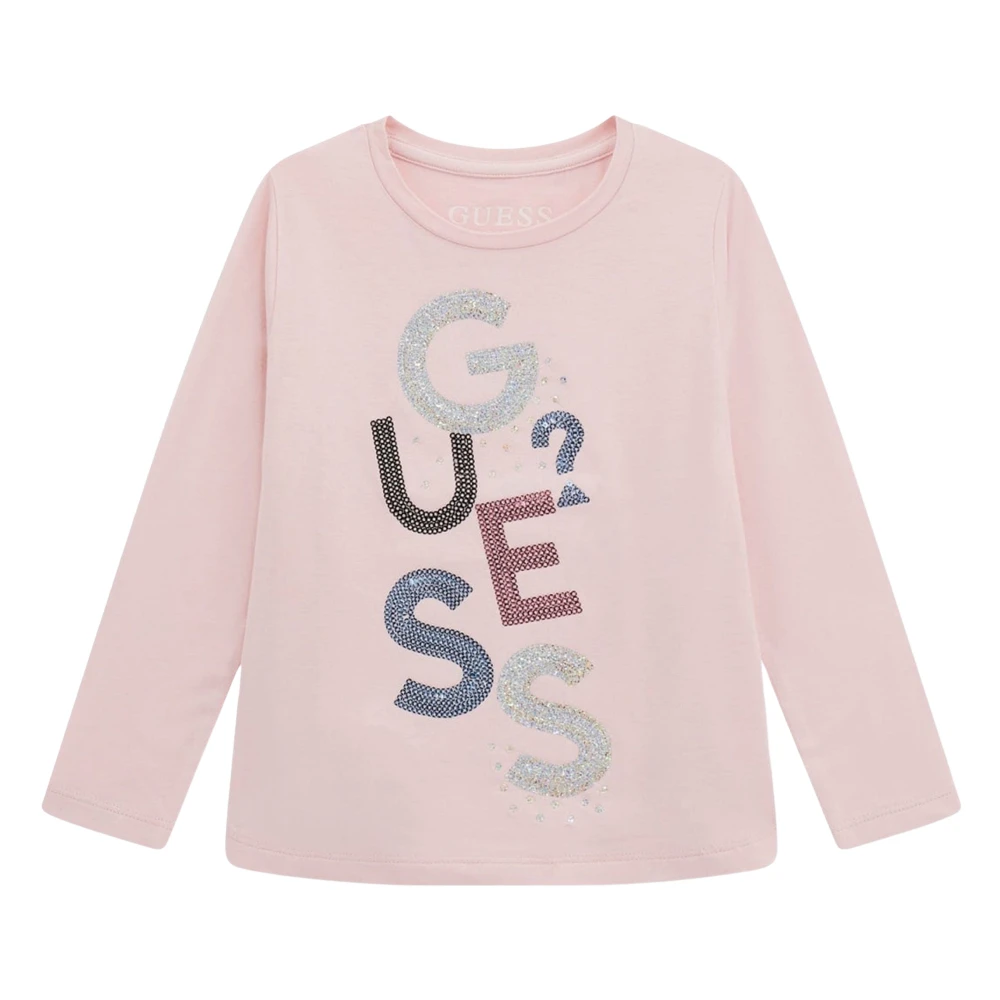 Guess Girls Pink Kids Short Sleeve T-Shirts, 6 M, Long Sleeve Logo T-Shirt